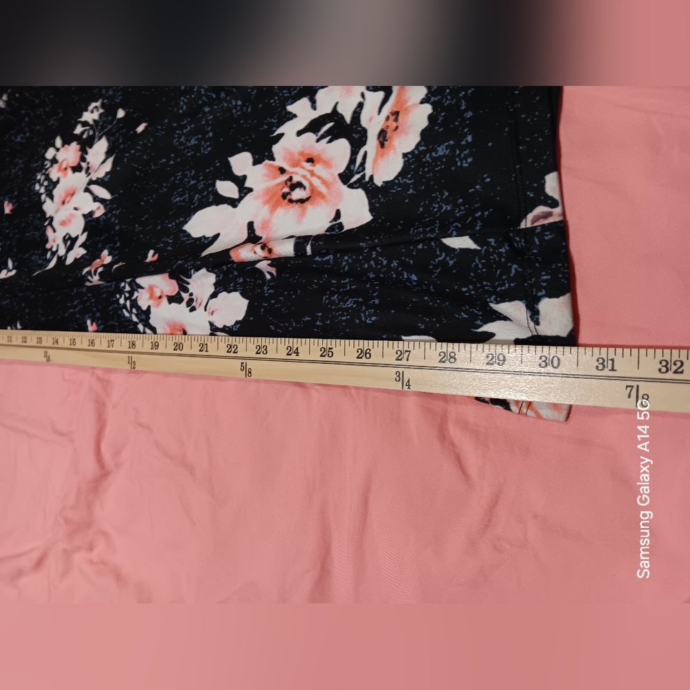 Arolina Wide Leg Floral Casual Pull On Pants XXL Black/peach - Picture 4 of 10